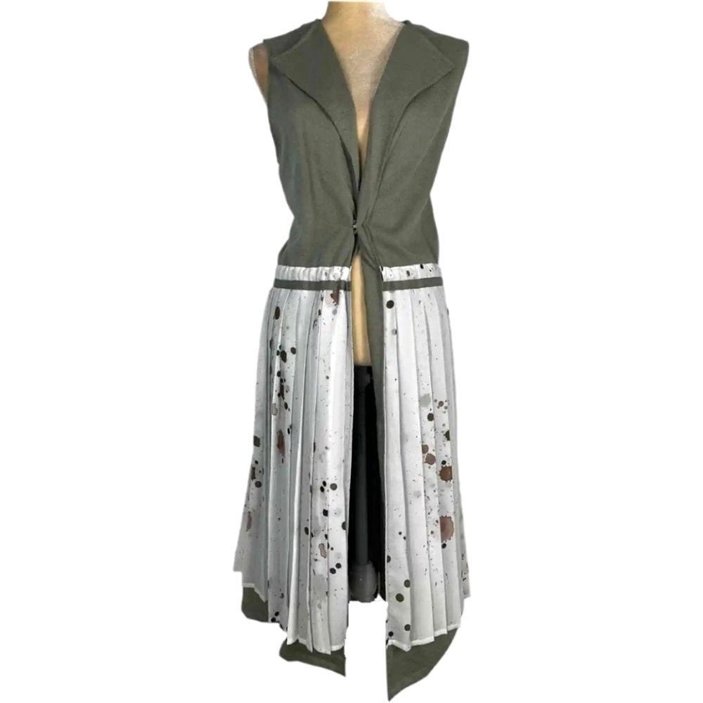 MAAC London "Tibi" Open Snap-Front Cardigan Vest, White/Green, Size Smal…